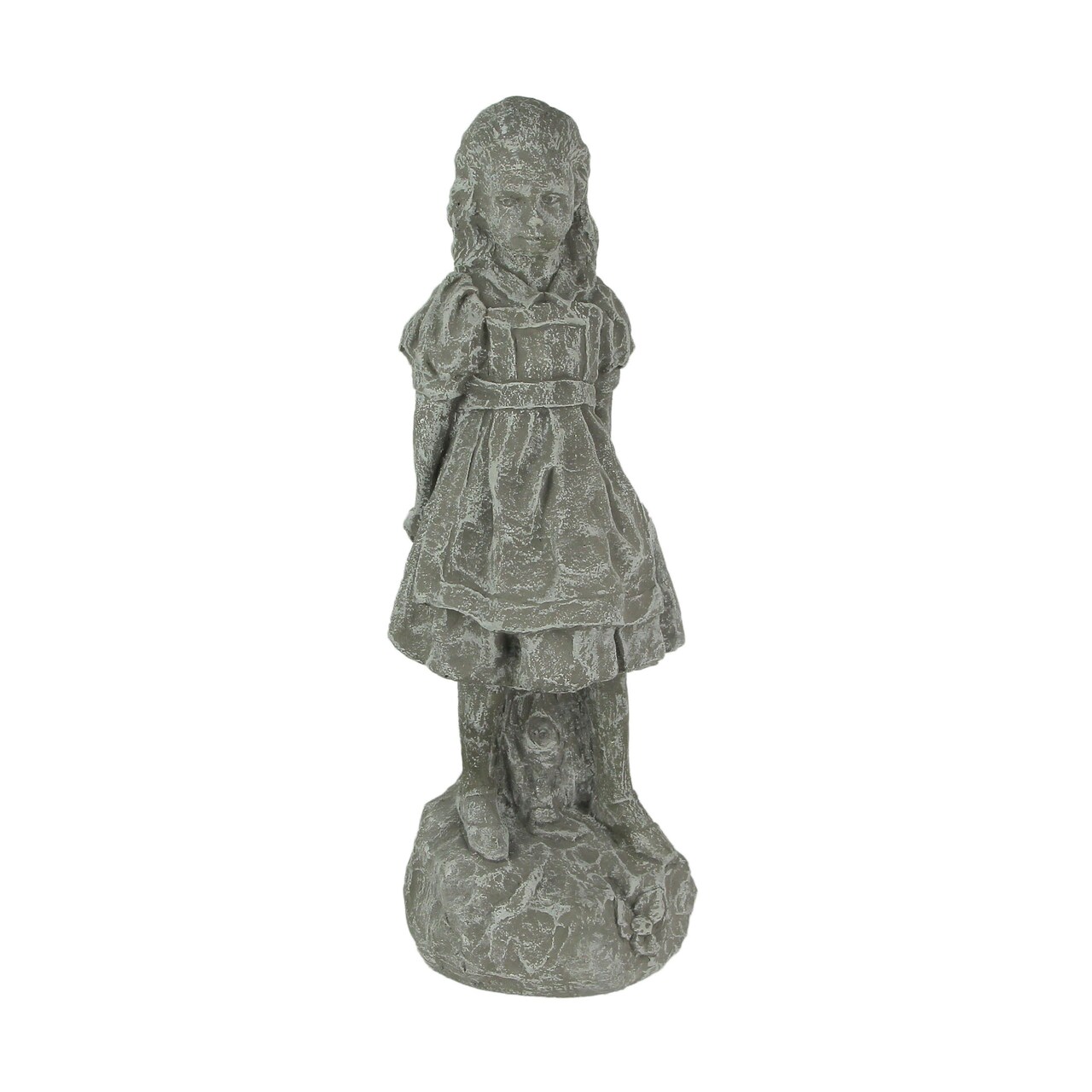 Alice in Wonderland Light Gray Finish Solid Cement Statue 19.5 Inches High